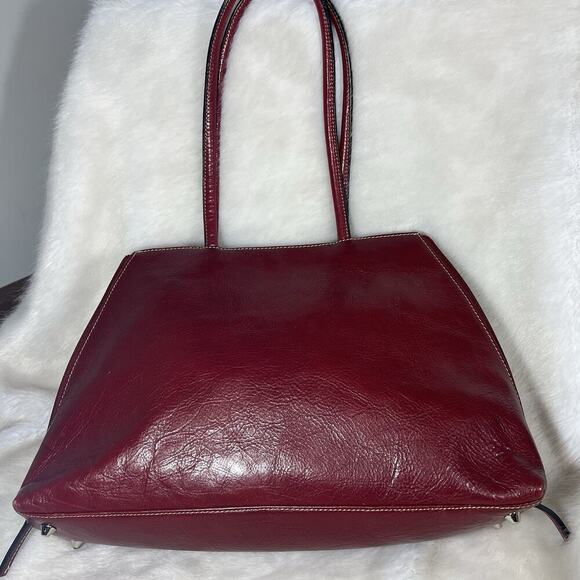 Wilsons Leather Handbags - Vintage Wilsons Leather Burgundy Double Strap Large Shoulder Bag Tote Retro Rare